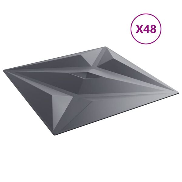 vidaXL Panneaux muraux 48 pcs gris 50x50 cm XPS 12 m&sup2; &eacute;toile