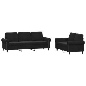 vidaXL Ensemble de canap&eacute;s 2 pcs avec coussins Noir Velours