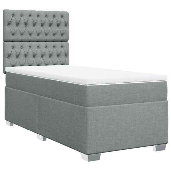 vidaXL Sommier &agrave; lattes de lit avec matelas Gris clair 90x200 cm Tissu