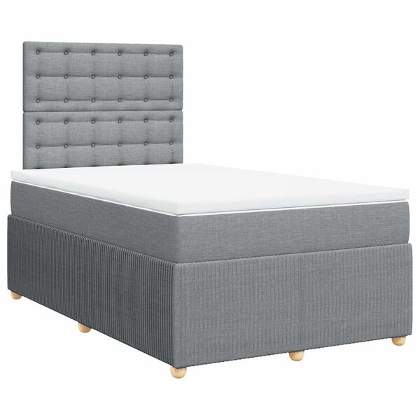 vidaXL Sommier &agrave; lattes de lit et matelas gris clair 120x190 cm tissu