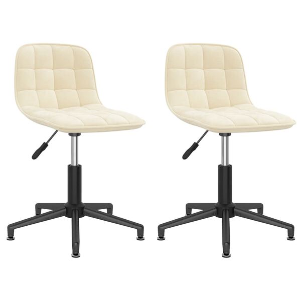 vidaXL Chaises pivotantes &agrave; manger lot de 2 Cr&egrave;me Velours