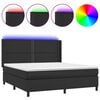vidaXL Sommier &agrave; lattes de lit matelas LED Noir 180x200cm Similicuir