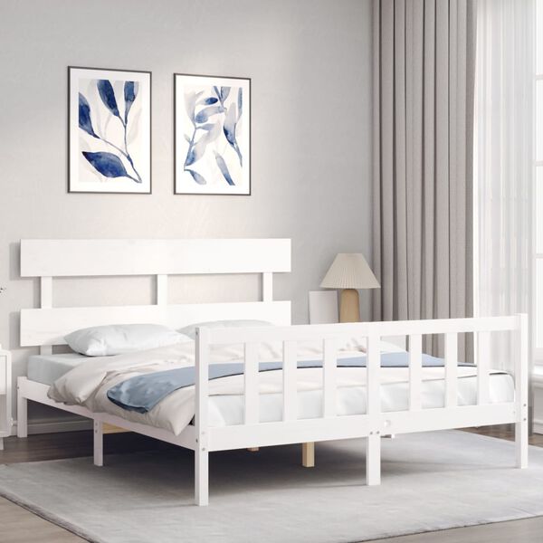 vidaXL Cadre de lit sans matelas blanc 160x200 cm bois de pin massif