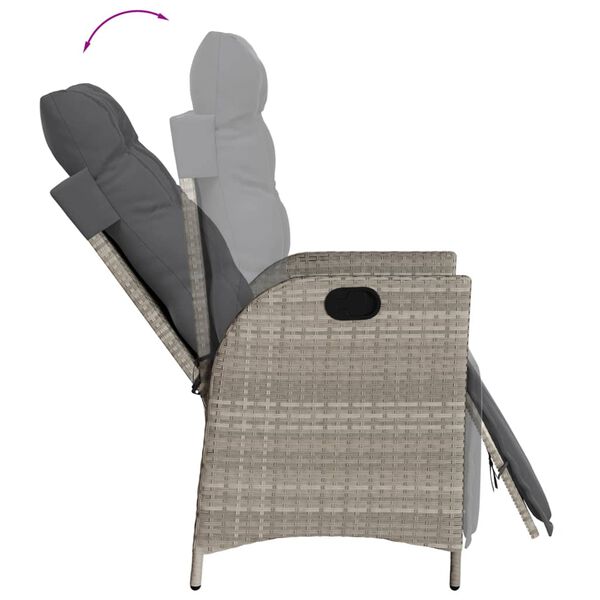 vidaXL Ensemble &agrave; manger de jardin 3pcs coussins gris clair poly rotin
