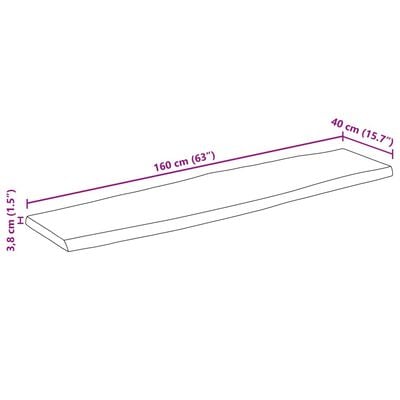 vidaXL Dessus de table 160x40x3,8 cm rectangulaire bois massif acacia