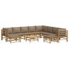 vidaXL Salon de jardin 11 pcs avec coussins taupe bambou