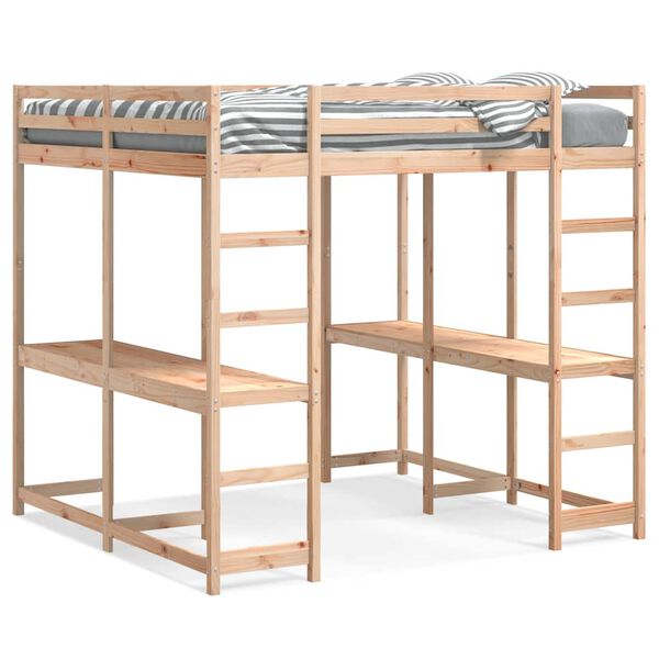 vidaXL Lit superpos&eacute; et bureau et &eacute;chelle 180x200cm bois de pin massif