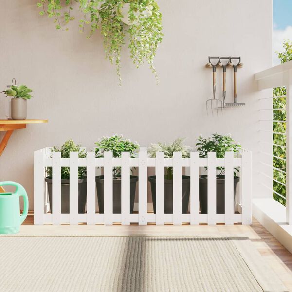 vidaXL Lit sur&eacute;lev&eacute; de jardin design de cl&ocirc;ture 150x50x50cm pin massif
