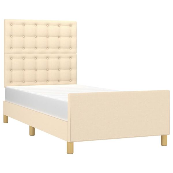 vidaXL Cadre de lit sans matelas avec t&ecirc;te de lit cr&egrave;me 80x200cm tissu