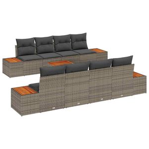 vidaXL Ensemble de canap&eacute; de jardin avec coussin 9 pcs Gris Poly rotin