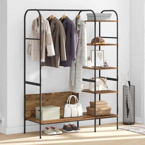 vidaXL Porte-v&ecirc;tements Marron 120 x 44 x 160 cm Bois d'ing&eacute;nierie