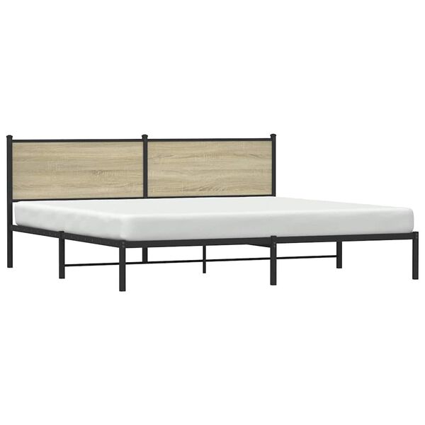 vidaXL Cadre de lit en m&eacute;tal sans matelas ch&ecirc;ne sonoma 193x203 cm