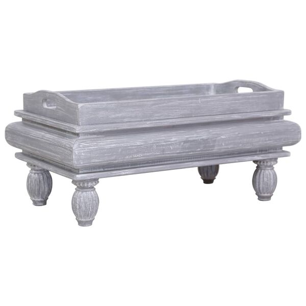 vidaXL Table basse Gris 90x50x40 cm Bois d'acajou massif