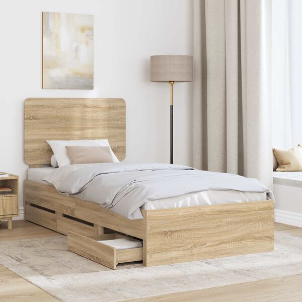 vidaXL Cadre de lit Ch&ecirc;ne Sonoma 75 x 190 cm Bois Ing&eacute;nierie