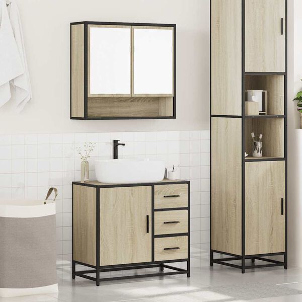 vidaXL Ensemble de meubles de salle de bain 2 pcs ch&ecirc;ne sonoma