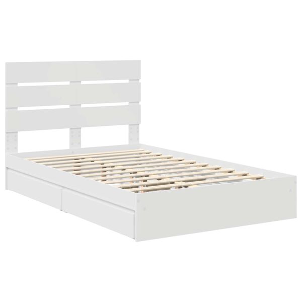 vidaXL Lit de Rangement Blanc 135 x 190 cm Bois d'ing&eacute;nierie
