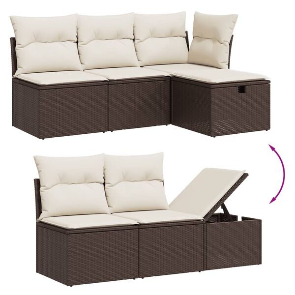 vidaXL Salon de jardin avec coussins 6 pcs marron résine tressée