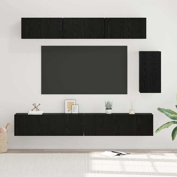 vidaXL Ensemble meuble TV 6 pcs Ch&ecirc;ne noir Bois d'ing&eacute;nierie
