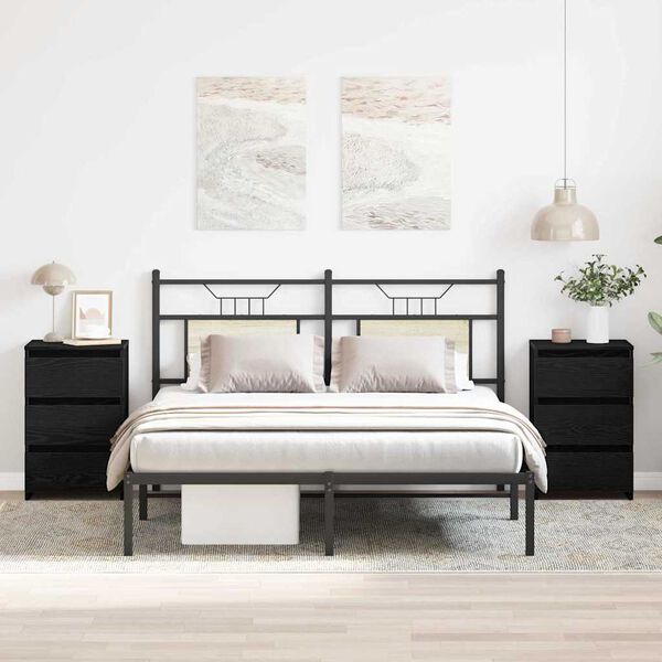 vidaXL Cabinet de chevet 2 pcs Ch&ecirc;ne noir 40 x 35 x 62,5 cm