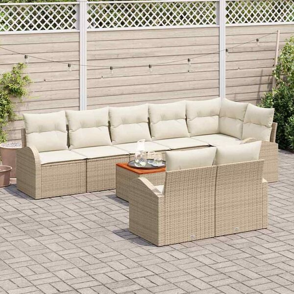 vidaXL Ensemble de canapé de jardin 9 pcs Beige et crème polyrotin