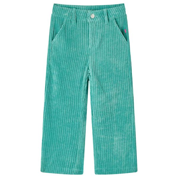 Pantalons pour enfants velours côtelé vert menthe 104