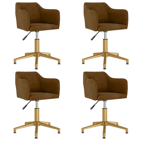 vidaXL Chaises &agrave; manger pivotantes lot de 4 Marron Velours