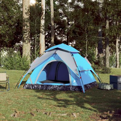 vidaXL Tente de camping à dôme 3 personnes bleu libération rapide