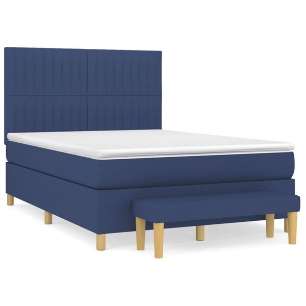 vidaXL Sommier &agrave; lattes de lit avec matelas Bleu 140x190 cm Tissu