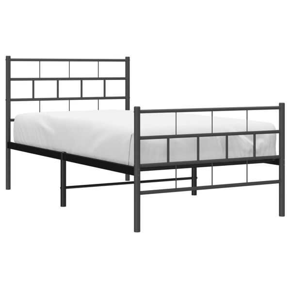 vidaXL Cadre de lit m&eacute;tal sans matelas avec pied de lit noir 107x203cm