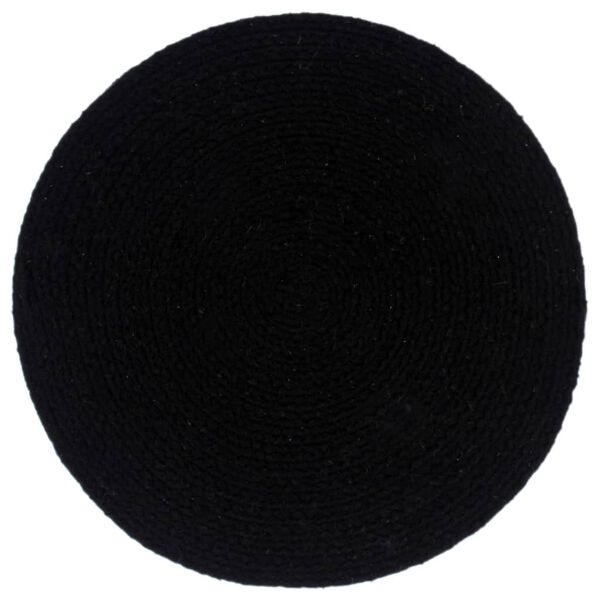 vidaXL Napperons 6 pcs Noir Plain 38 cm Rond Coton