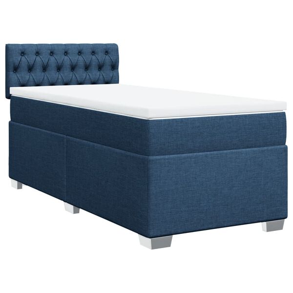 vidaXL Sommier &agrave; lattes de lit avec matelas Bleu 90x200 cm Tissu