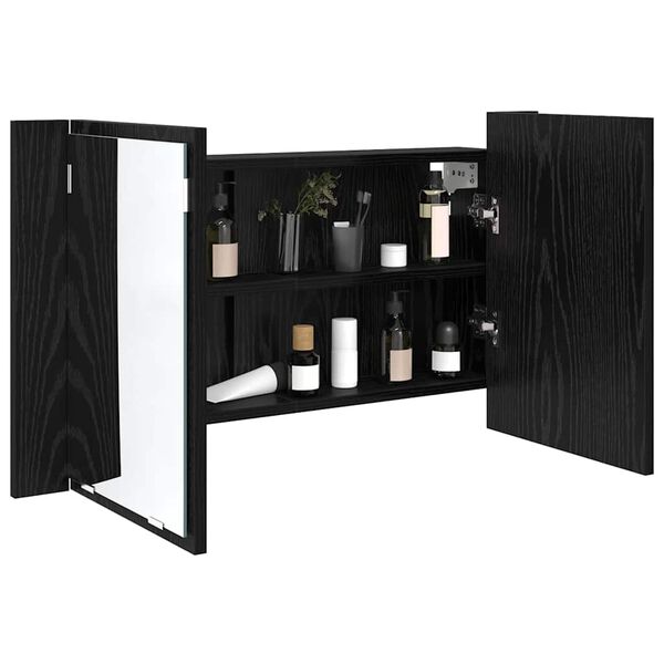 vidaXL Armoire Miroir de Salle de Bain Ch&ecirc;ne noir 80 x 12 x 45 cm