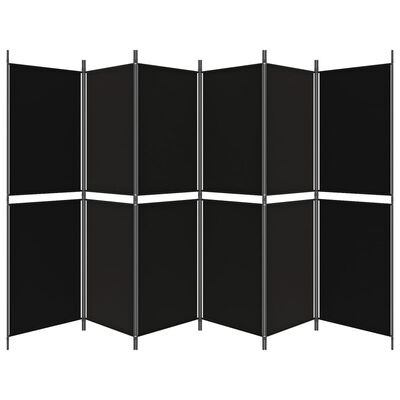 vidaXL Cloison de séparation 6 panneaux Noir 300x180 cm Tissu
