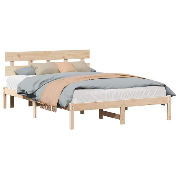 vidaXL Cadre de lit Marron 140 x 200 cm Bois de pin massif