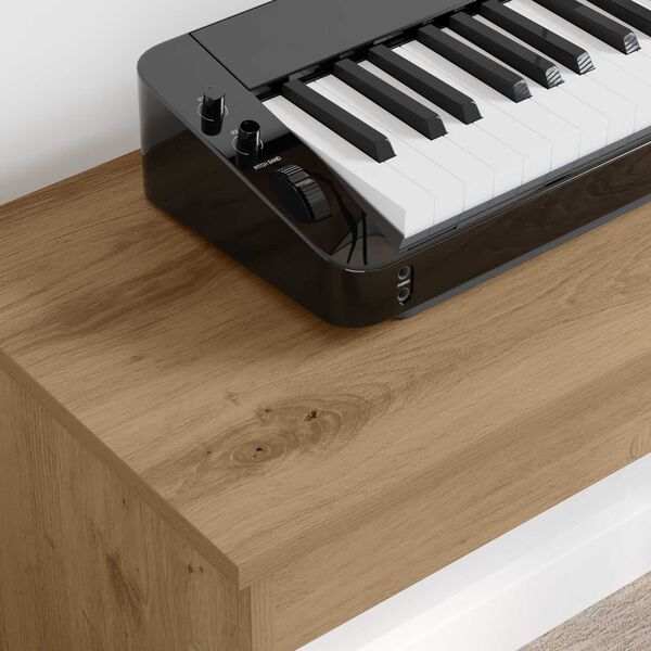 vidaXL Stand de clavier Ch&ecirc;ne artisanal 100 x 32 x 64 cm