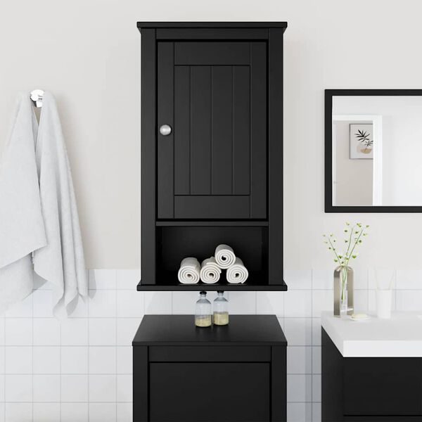 vidaXL Armoire murale de salle de bain BERG noir bois de pin massif