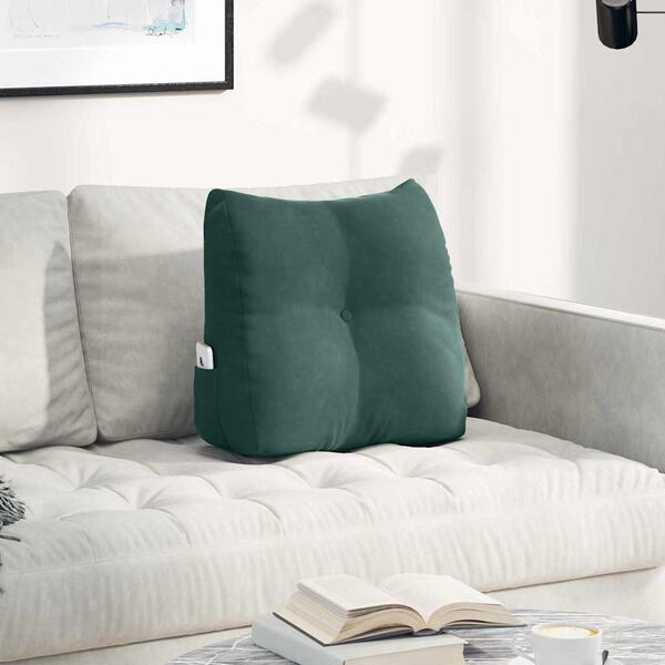 vidaXL Coussin de Dos Vert fonc&eacute; 45 x 24 x 50 cm Velours