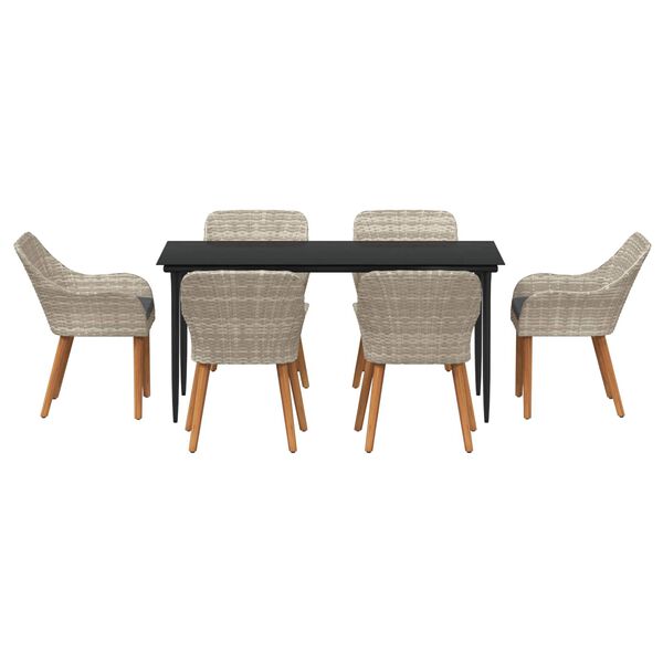 vidaXL Ensemble de salle &agrave; manger pour jardin 7 pcs Gris clair