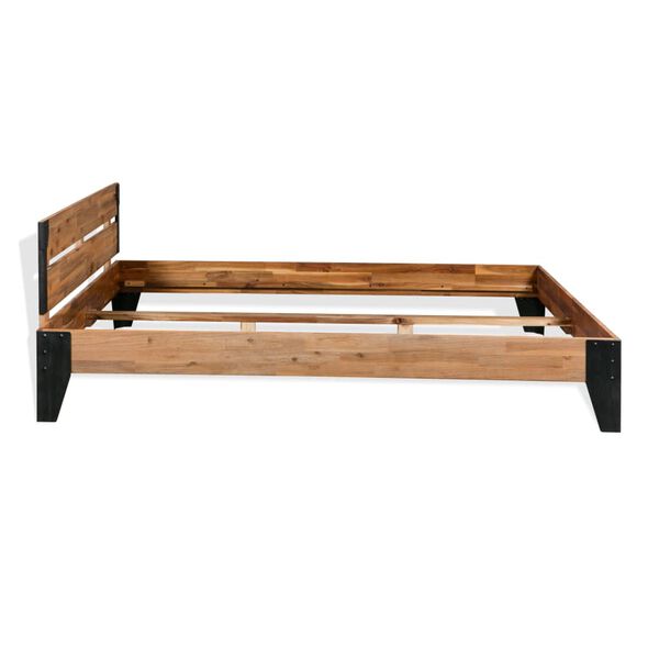 vidaXL Cadre de lit sans matelas bois d'acacia massif acier 152x203 cm