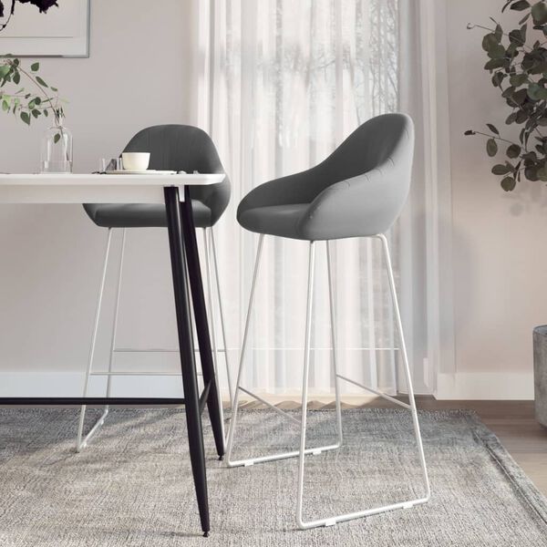 vidaXL Tabourets de bar lot de 2 gris clair velours