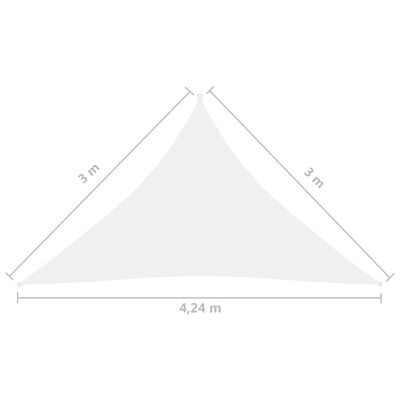 vidaXL Voile de parasol tissu oxford triangulaire 3x3x4,24 m blanc