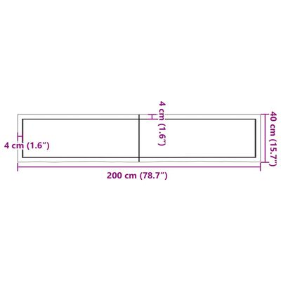 vidaXL Dessus de table 200x40x(2-4)cm bois de chêne massif non traité