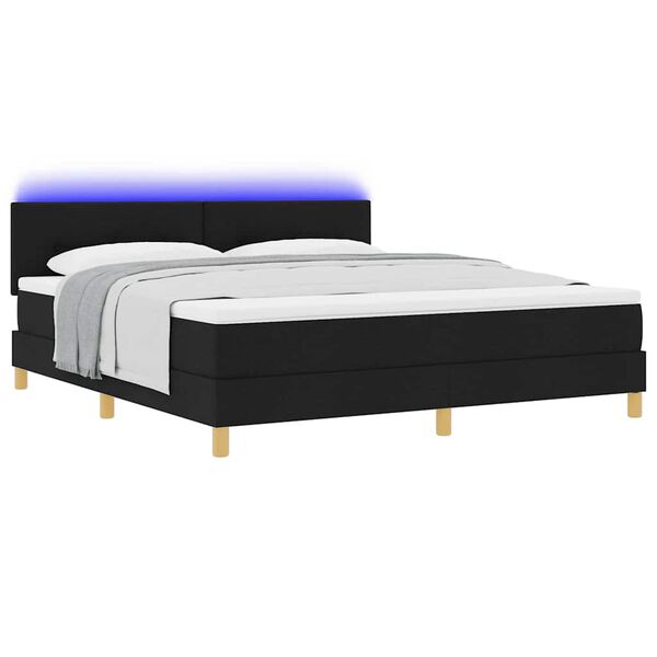 vidaXL Lit &agrave; ressort LED avec matelas avec LED Noir 180 x 200 cm tissu