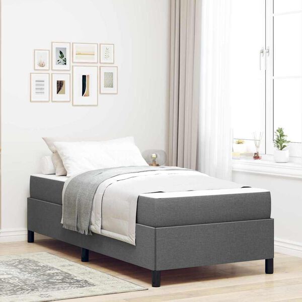 vidaXL Lit &agrave; ressorts avec matelas Gris fonc&eacute; 90 x 190 cm tissu