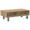 vidaXL Table d'appoint avec roues Ch&ecirc;ne artisanal 90 x 50 x 30 cm