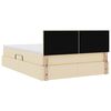 vidaXL Lit avec rangement et LED avec matelas Cr&egrave;me 140 x 190 cm tissu