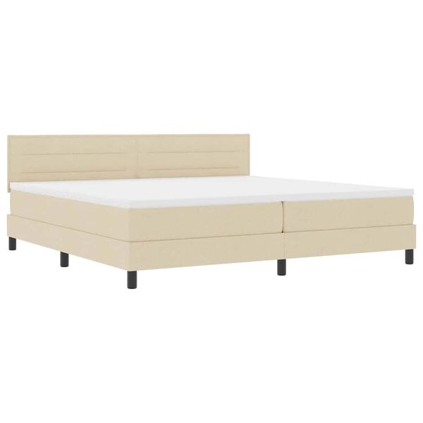vidaXL Lit &agrave; ressorts avec matelas avec LED Cr&egrave;me 200 x 200 cm tissu