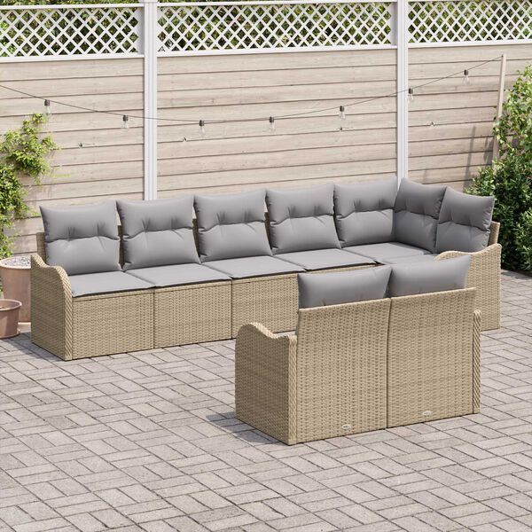 vidaXL Ensemble de canap&eacute; de jardin 8 pcs Beige et Gris clair