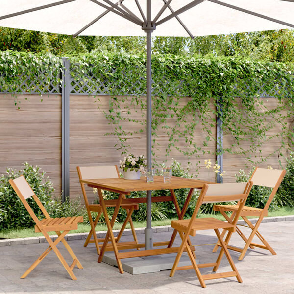 vidaXL Ensemble &agrave; manger de jardin 5 pcs beige tissu et bois massif