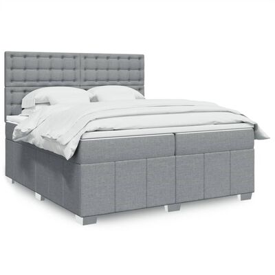 vidaXL Sommier à lattes de lit avec matelas Gris clair 200x200cm Tissu